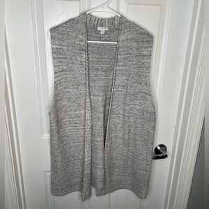 Pure Jill J. Jill Sleeveless Open Front Sweater Vest Coastal in Heather Gray 1X